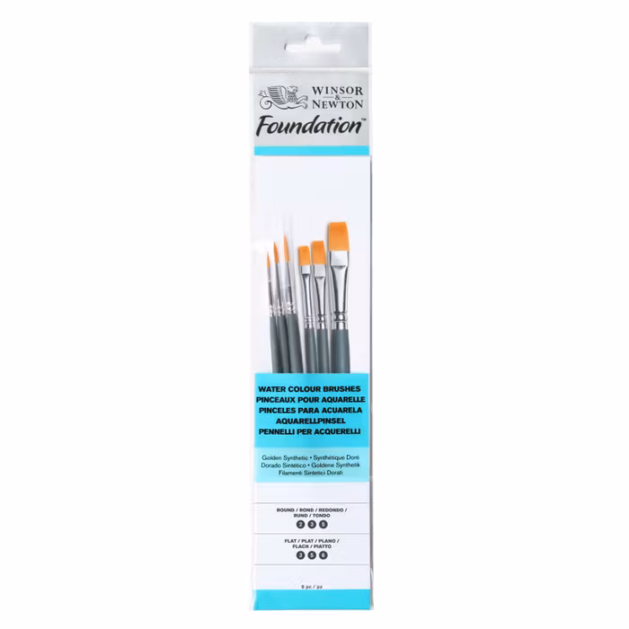 Akvarellpenslar-set om 6 st-Winsor & Newton Foundation