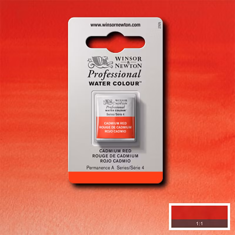 Akvarellfärg Winsor & Newton Prof. 1/2-kopp  Cadmium red 094 * S4