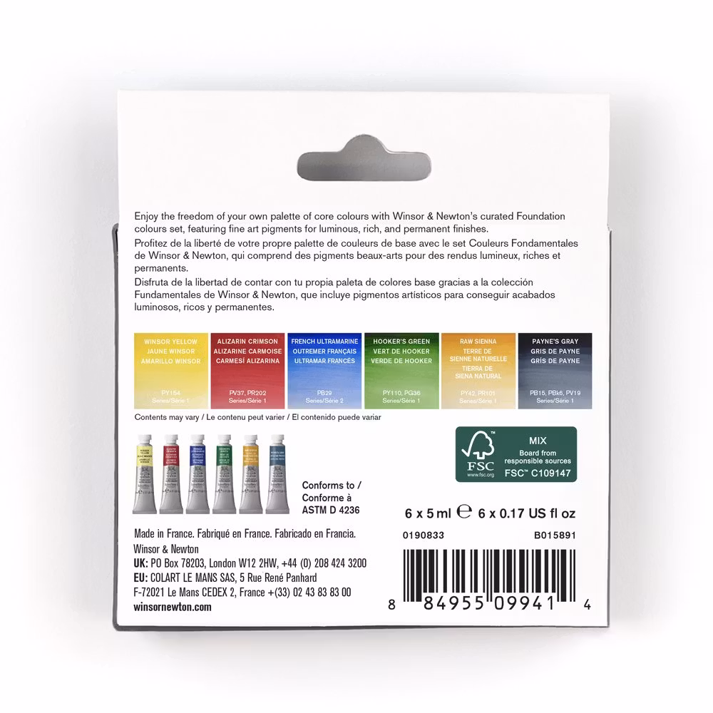 Akvarellfärgset Winsor & Newton Prof. Foundation Set 6st 5ml tuber