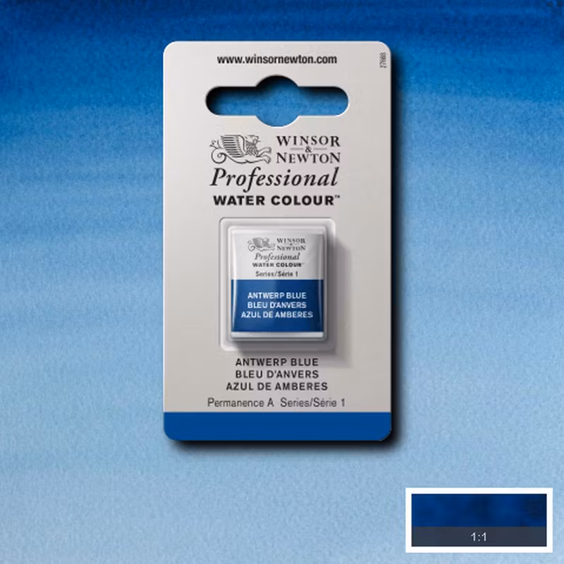 Akvarellfärg Winsor & Newton Prof. 1/2-kopp  Antwerp blue 010 S1
