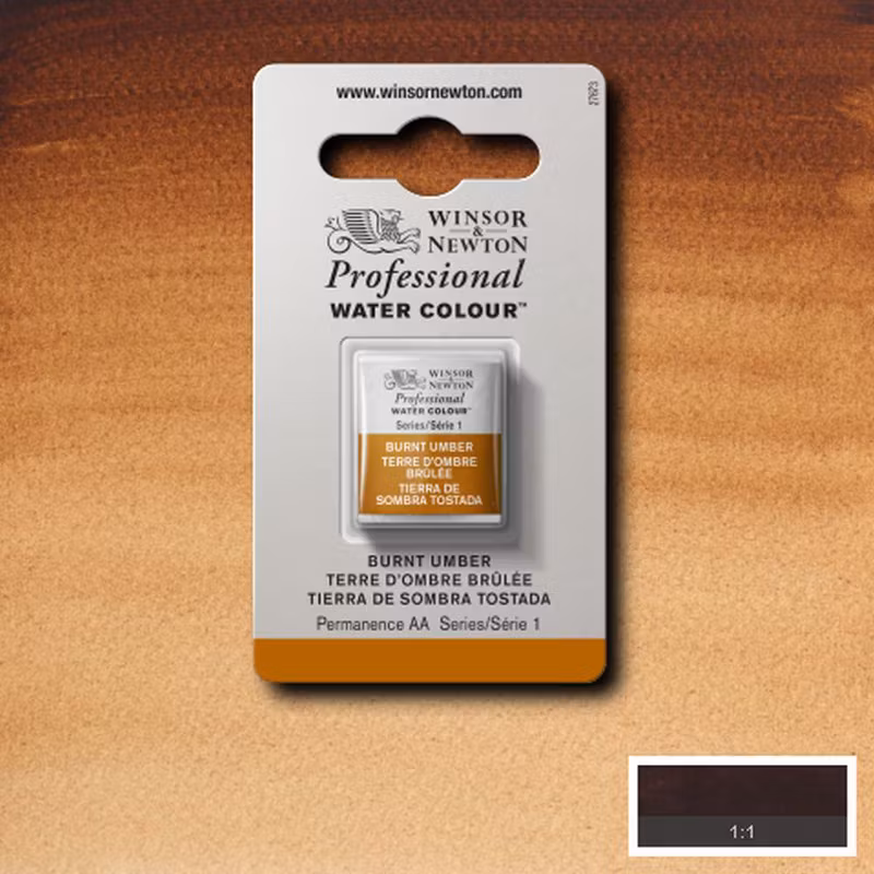 Akvarellfärg Winsor & Newton Prof. 1/2-kopp  Burnt umber 076 S1