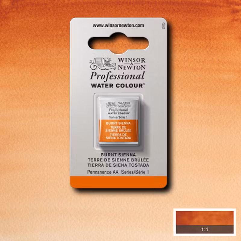 Akvarellfärg Winsor & Newton Prof. 1/2-kopp  Burnt sienna 074 * S1