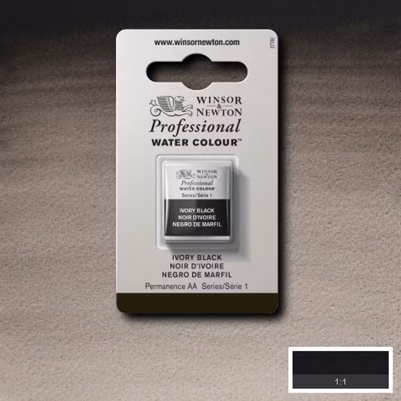 Akvarellfärg Winsor & Newton Prof. 1/2-kopp  Ivory black 331 S1