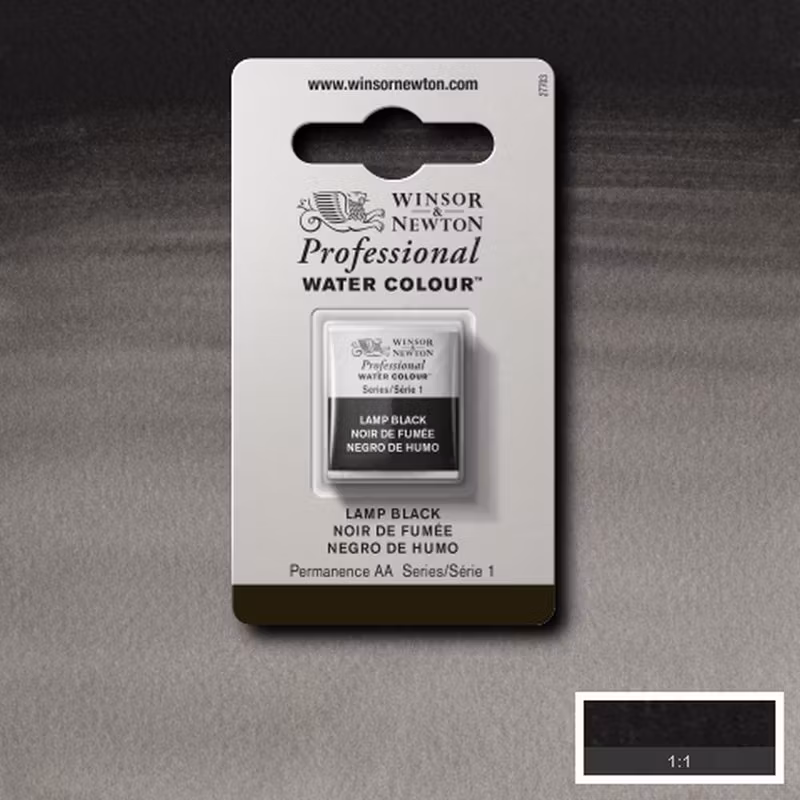 Akvarellfärg Winsor & Newton Prof. 1/2-kopp  Lamp black 337 S1