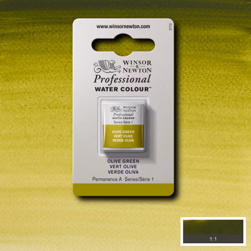 Akvarellfärg Winsor & Newton Prof. 1/2-kopp  Olive green 447 S1