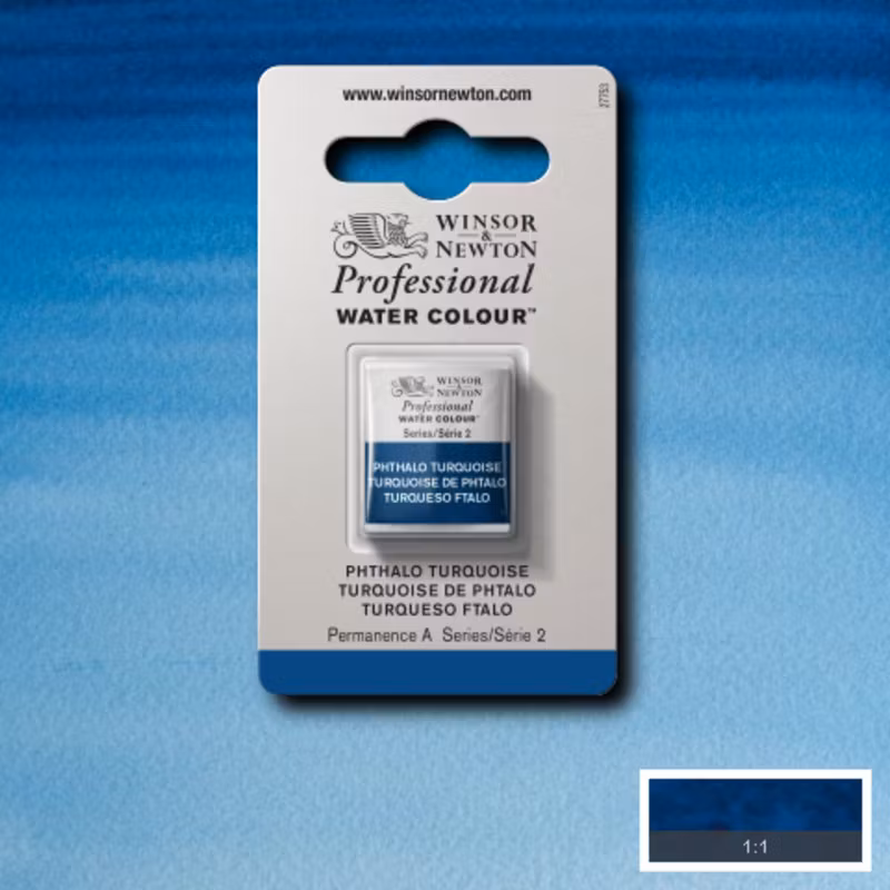 Akvarellfärg Winsor & Newton Prof. 1/2-kopp  Phthalo Turquoise  526 S2