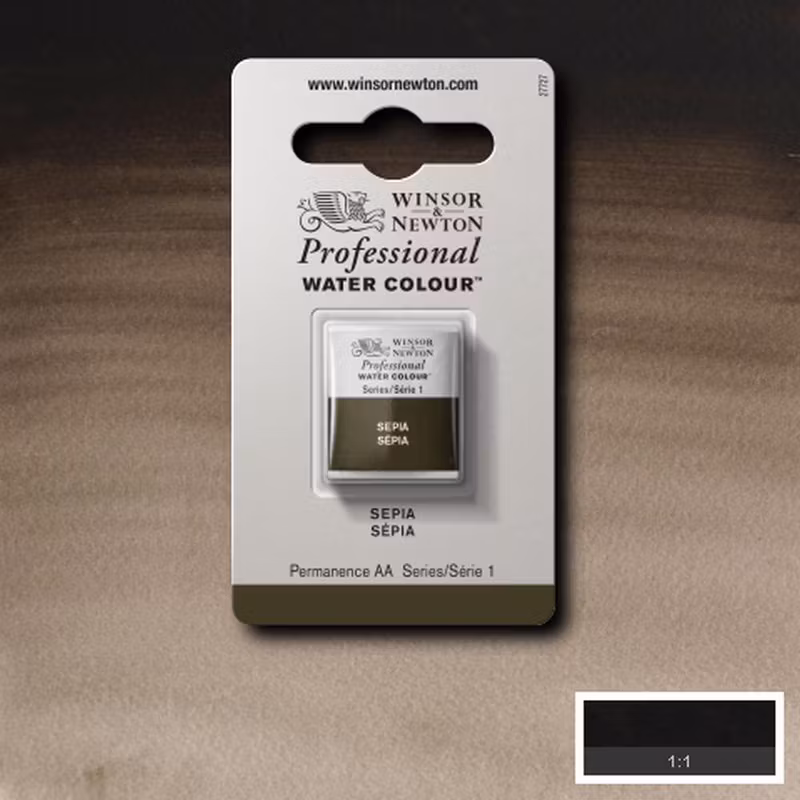 Akvarellfärg Winsor & Newton Prof. 1/2-kopp  Sepia 609 S1
