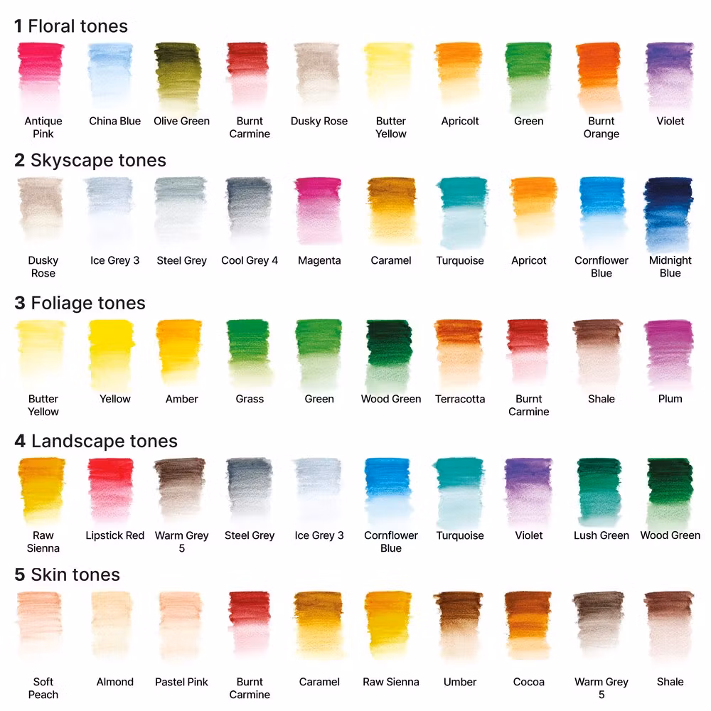 Akvarellpennset Winsor & Newton Studio Collection 50 kulörer