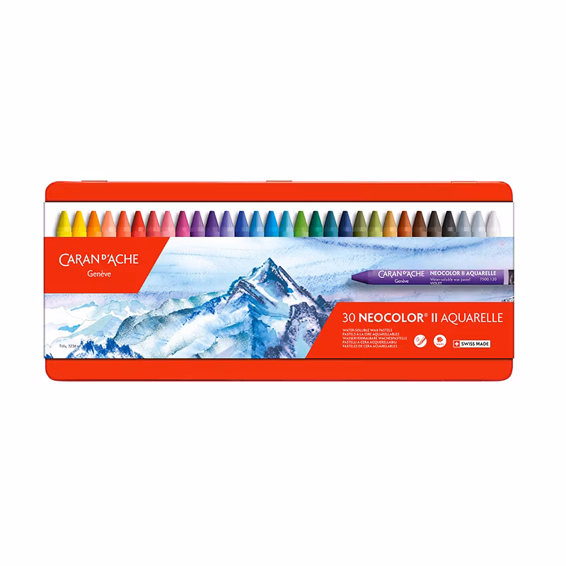 Caran d'Ache Neocolor II – 30 vattenlösliga akvarellkritor av högsta kvalitet