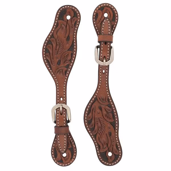 Weaver Ladies Spur Strap - Carved Chestnut