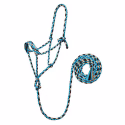 Weaver Braided Ropehalter Turquoise/Brown/Tan