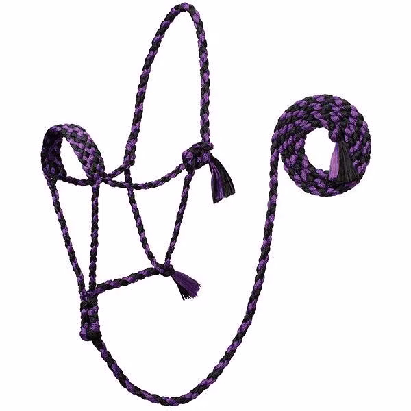 Weaver Braided Ropehalter with 7" lead Black/Purple