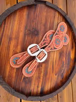 Western Imports ladys spurstraps turquoise flower tooled