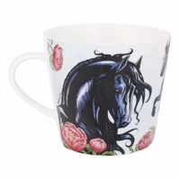 Lena Furberg Mugg Svart Häst Blommor