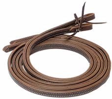 Stacy Westfall Oiled Doubled & Stitched Harness Leather Split Reins, 5/8"