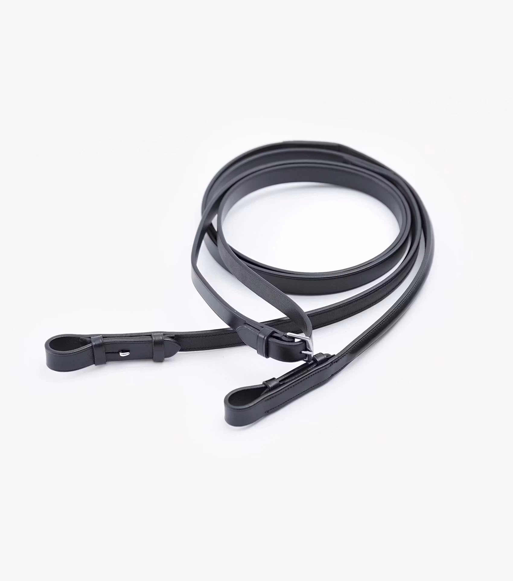 Premier Equine Luigi Plain Leather Reins Black