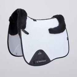 Close Contact Airtechnology Shockproof Wool Saddle Pad Dressage Square White/Black Wool Full