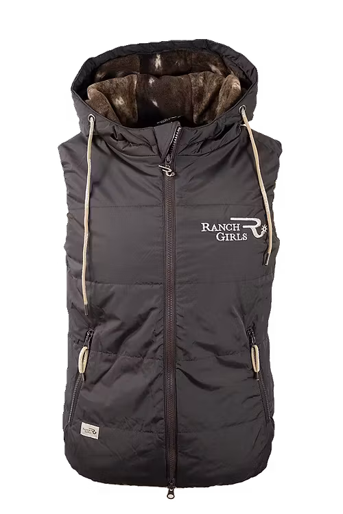 Ranch Girls Hooded Vest 'PAM' Brown /Deer