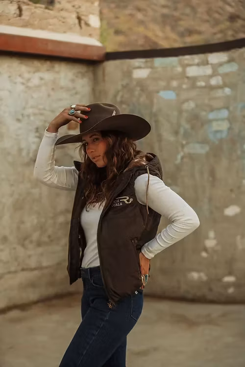 Ranch Girls Hooded Vest 'PAM' Brown /Deer