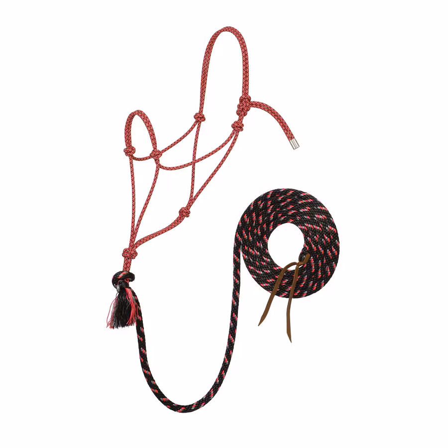 Silvertip No. 95 Rope Halter with Lead Black Gray Red