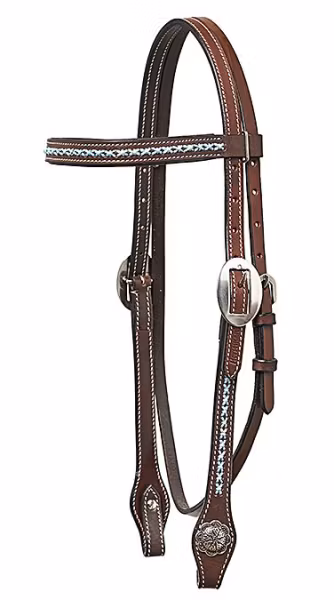 Horseman´s Tack Headstall With Turquoise Stitching