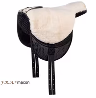F.R.A® Macon "Extra" fårskinnssadel / barbackasadel Creme/svart