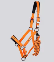 Premier Equine Duco Padded Head Collar With Lead Rope Orange