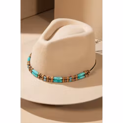 Hatband With Stone And Wooden Beads