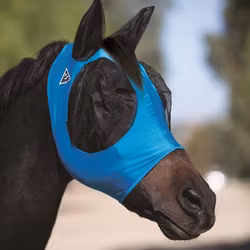 Comfort Fit Lycra Fly Mask With Forelock Opening Pacific Blue