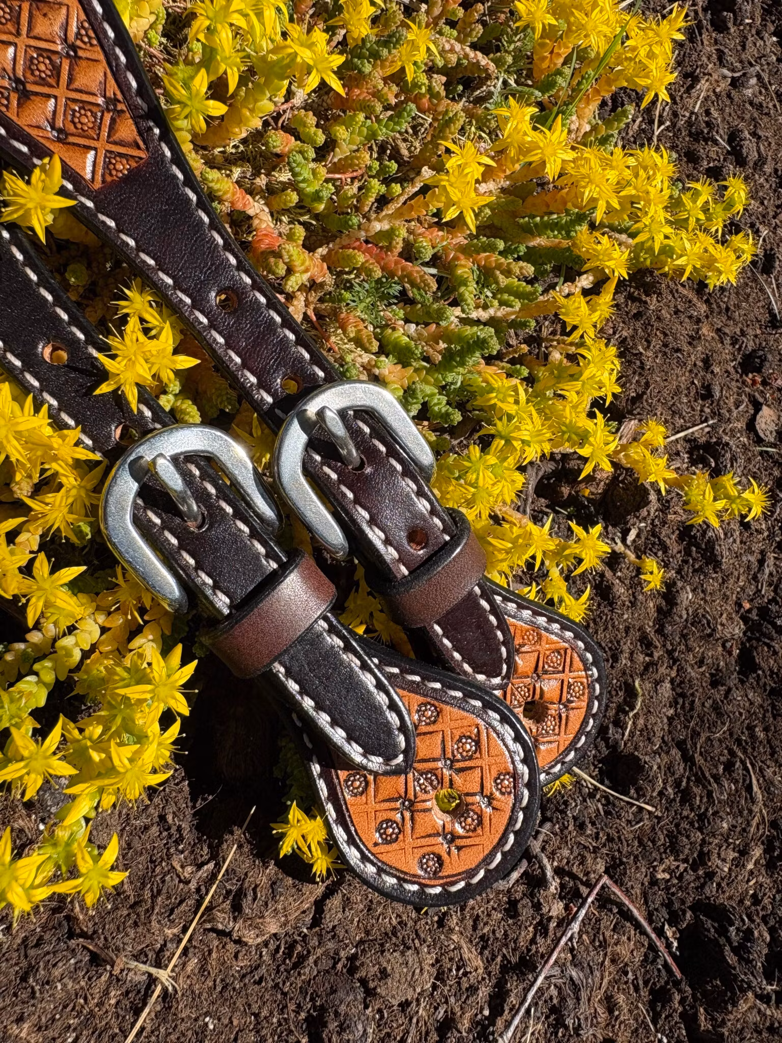 Weaver Floret Tooled Spur Straps