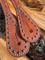 Weaver Youth Harness Leather Spur Straps with Spots Russet