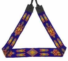 Handgjort Pärlat Hattband Blå/Orange Med Sköldpaddsmönster