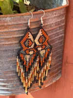 Handgjorda Örhängen Frans Med  Pärlstav Brunt/Svart/Guld