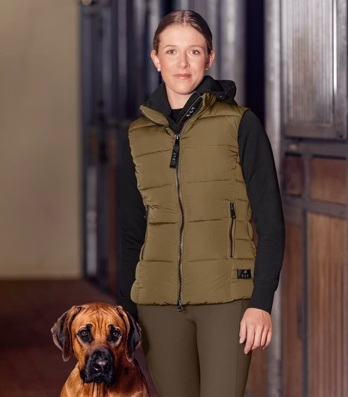 E.L.T Oxford Winter Lightweight Gilet Khaki Green