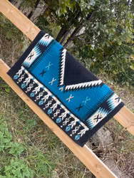 New Zealand Wool Show Blanket Black/Turquoise/Cream