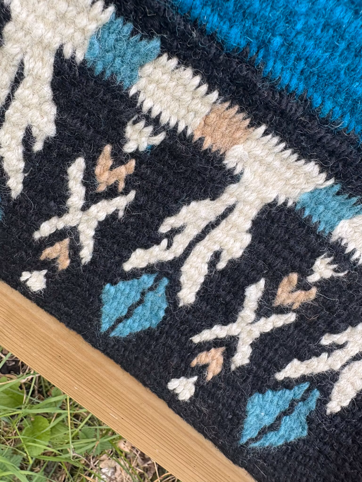 New Zealand Wool Show Blanket Black/Turquoise/Cream