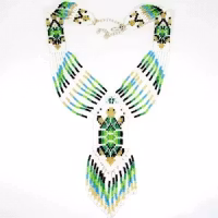 Beads Corner Set Handmade Green Golden Turtle Necklace & Earring
