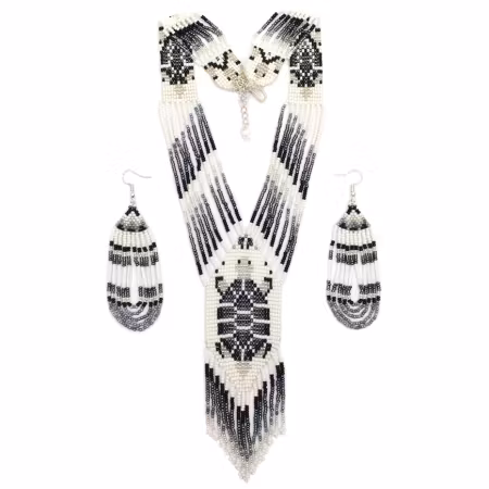 Beads Corner Set Handmade Grey Black & Silver Turtle Necklace & Earring