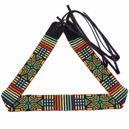 Handmade Beaded Black Multicolored Cowboy Rodeo Hatband