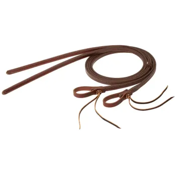 STS Ranch Signature Tack Harness Leather Split Rein, Pineapple Knot, 8'
