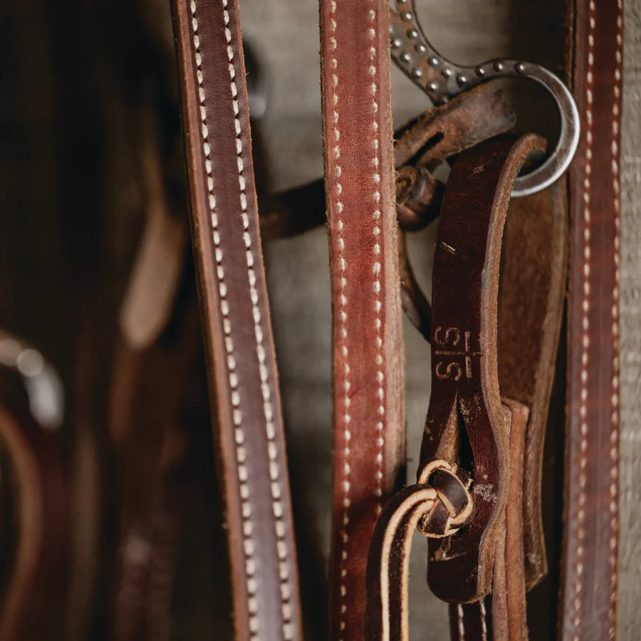 STS Ranch Signature Tack Harness Leather Split Rein, Pineapple Knot, 8'