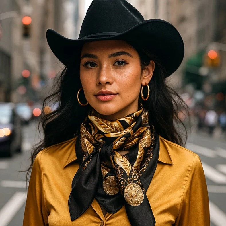 Wild Rag Paisley Black & Gold Floral