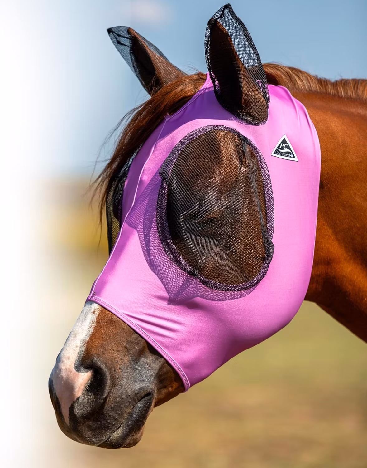 Comfort Fit Lycra Fly Mask With Forelock Opening Orchid