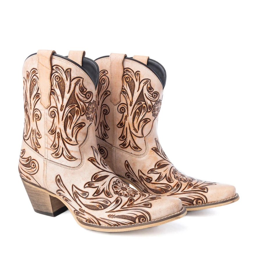 Copper Rose Western Boots Creme