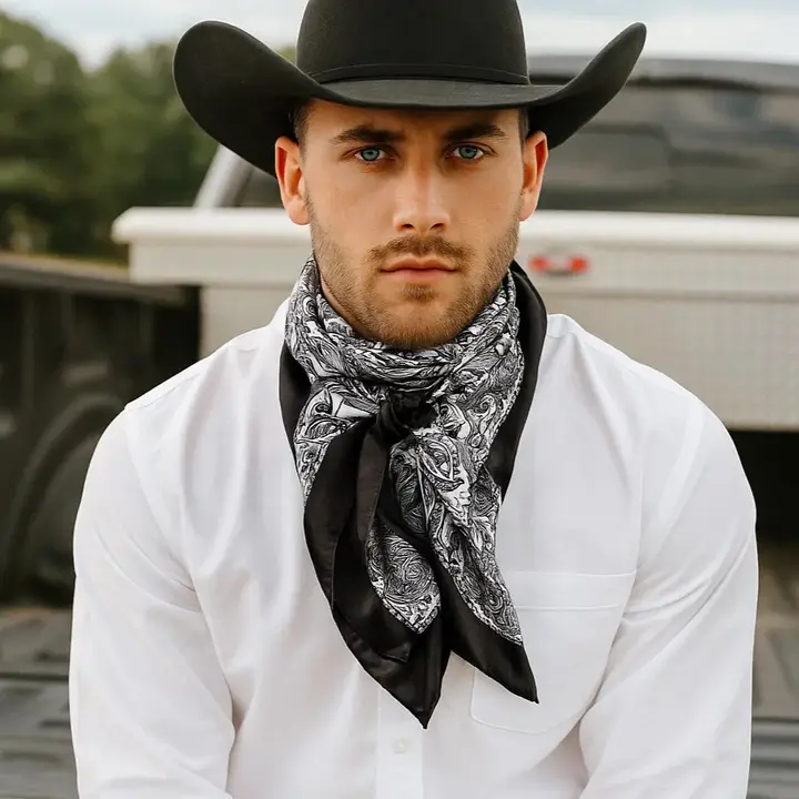 Paisley Wild Rag Classic Black/White Paisley