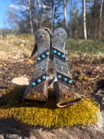 Aluminium Stirrup Engraved With Stones Leather Step