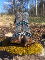 Aluminium Stirrup Engraved With Stones Leather Step