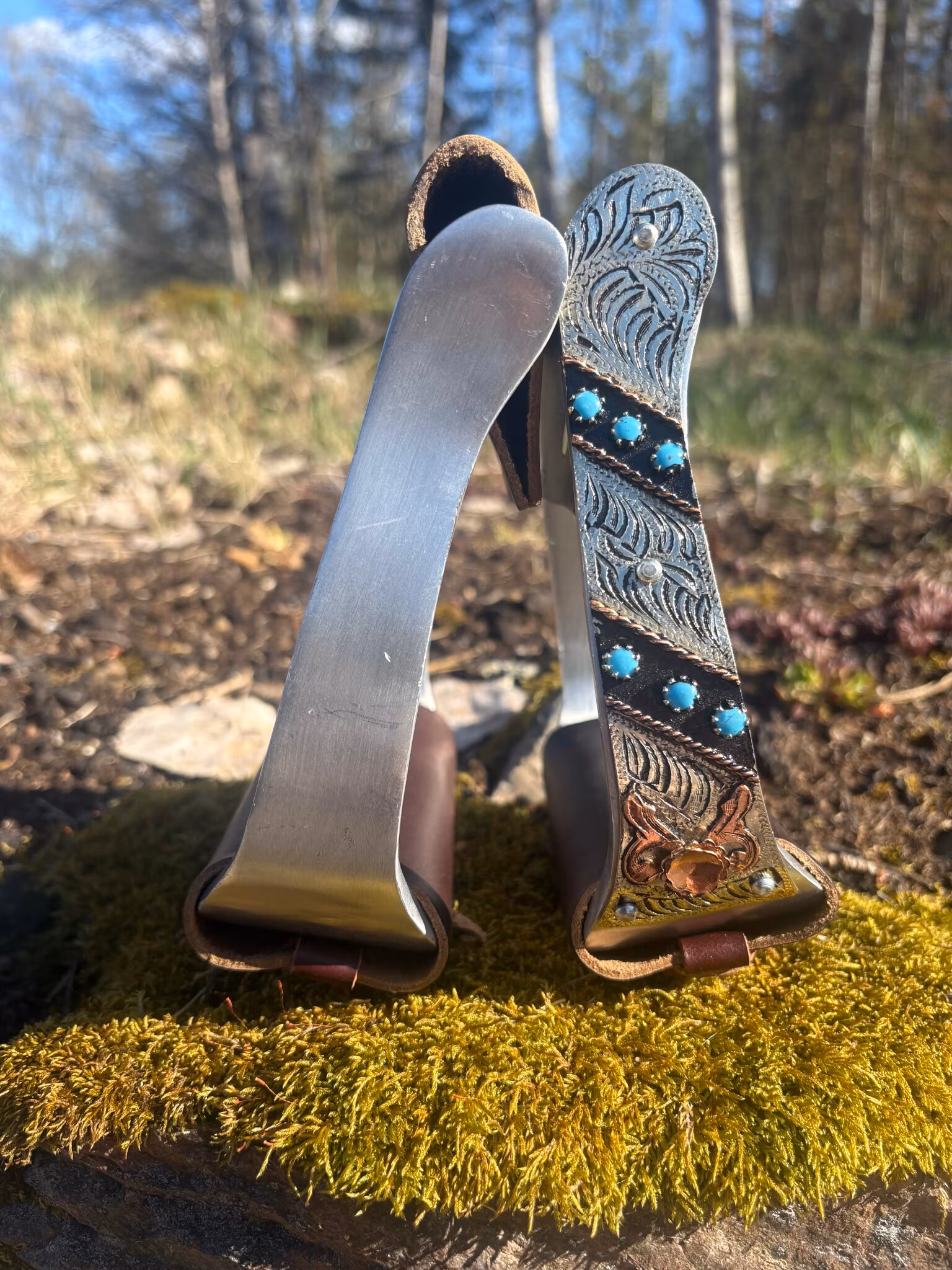 Aluminium Stirrup Engraved With Stones Leather Step