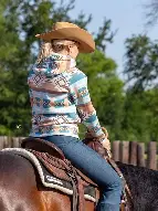 Ranch Girls Hooded Sweat Jacket ́Shirley Aztec Teal