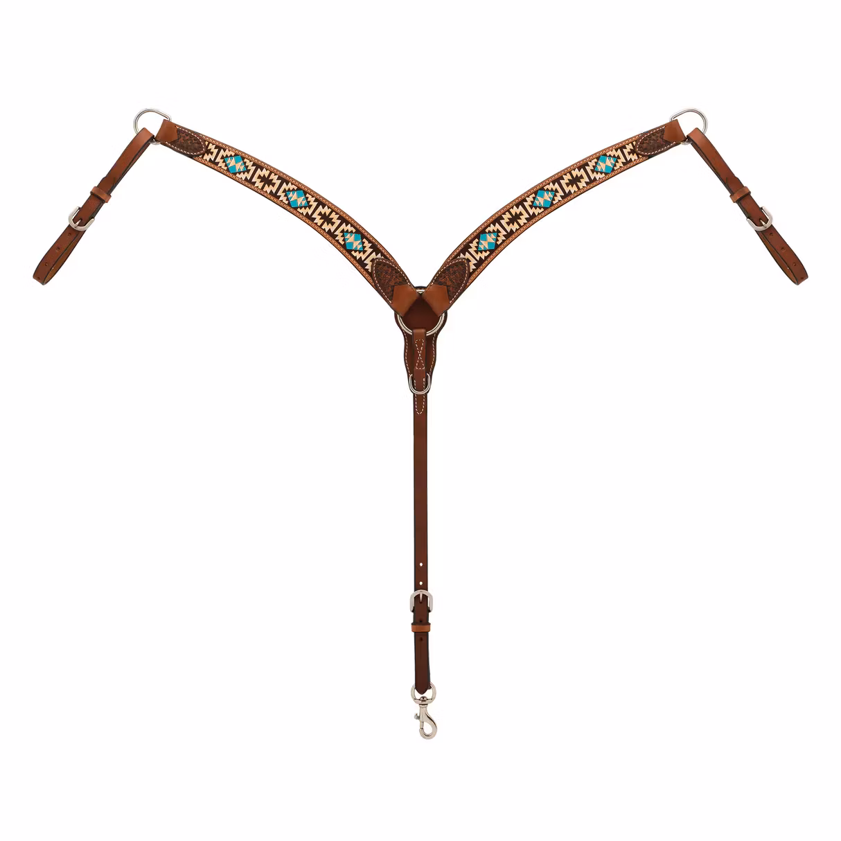Weaver Turquoise Cross Aztec Contoured Breast Collar